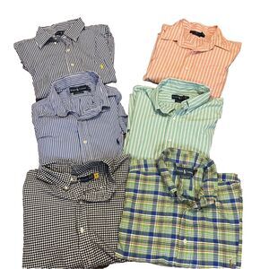 Lot of 6 Polo Ralph Lauren Classic Fit L/S Button Plaid Shirts 4-2XL, 2-XLT READ